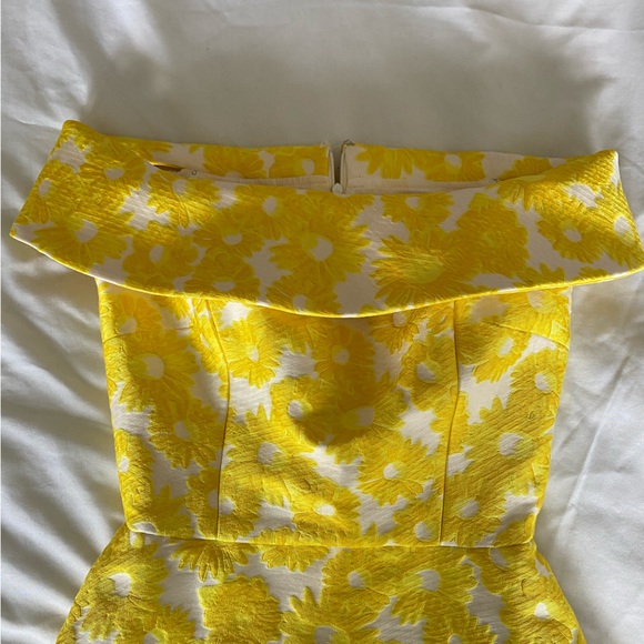 Yellow and white sunflower off the shoulder dress - Picture 1 of 5